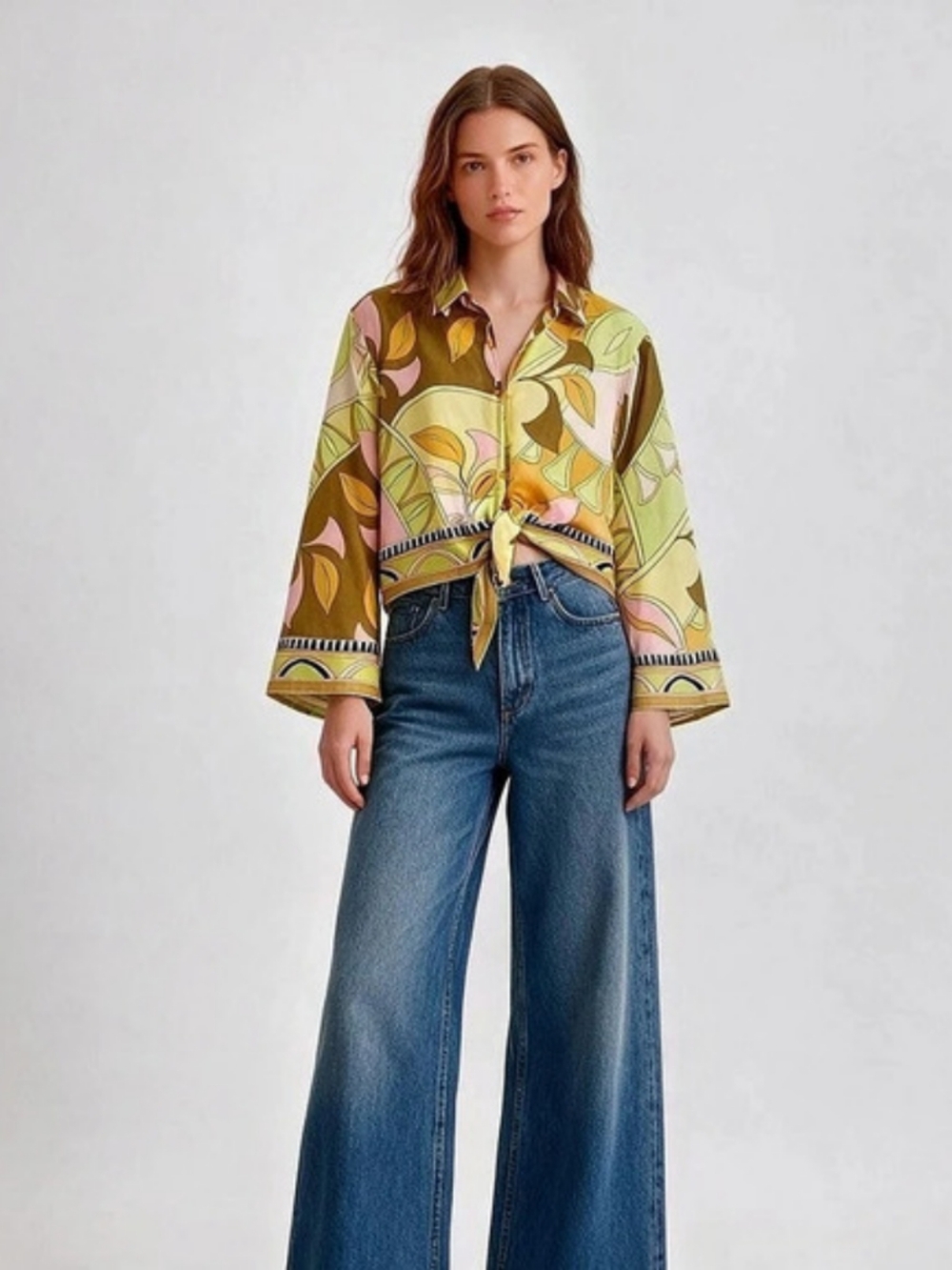 Zara Limited Edition Printed Shirt with Bow XL